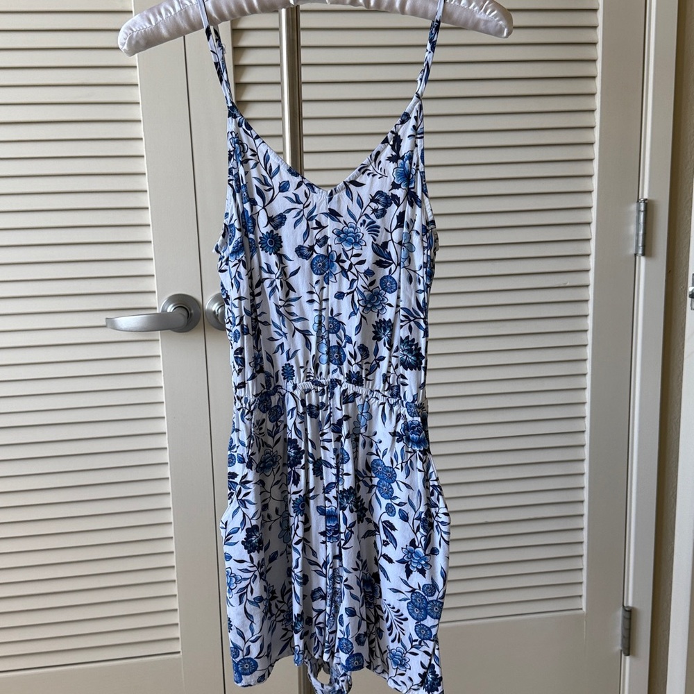 Floral Blue and White Romper